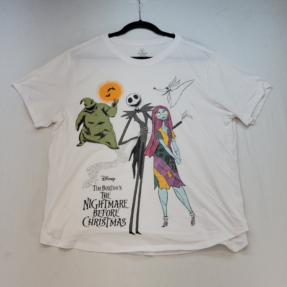 Disney Nightmare Before Christmas T-Shirt Women 1X White Jack Sally Oogie Boogie